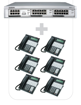 OfficeServ7100 System with Six 28-Button Phones